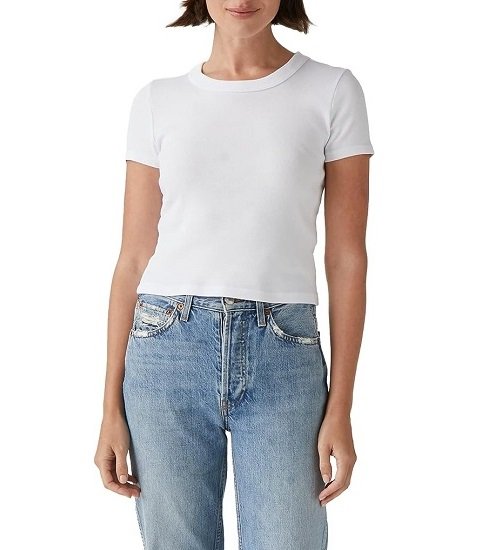 Women's Basic Cropped Tee - Crew Neck, Short Sleeve