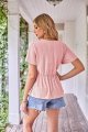 Women's Tops V Neck Eyelet Tops Ruffle Sleeves Ruffle Blouses Summer Casual T-Shirts