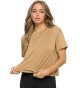 Women's Cropped Tops - Short Sleeve Soft Square Crew Neck Casual Cropped Tee