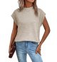 Women's Mock Neck Cap Sleeve T Shirts Tops Casual Basic Tee