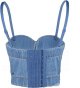Women's Denim Bustier Crop Top Jean Corset Top Bra with Detachable Straps
