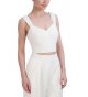Women's Sweetheart Neck Sleeveless Shirred Strap Crop Top