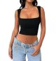 Women's Sexy Sleeveless Crop top Seamless Square Neck Trendy Tank top